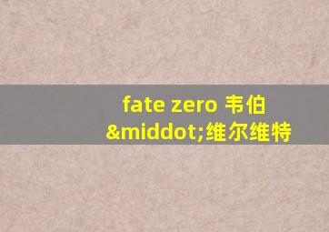 fate zero 韦伯·维尔维特